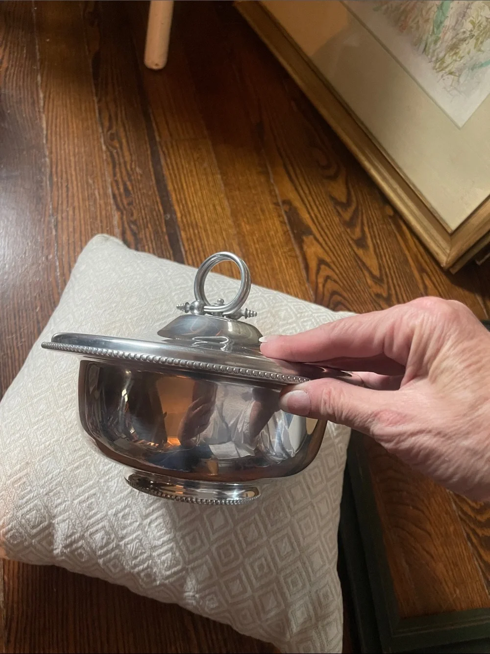 Polished Stainless Steel Covered Serving Bowl - Silver